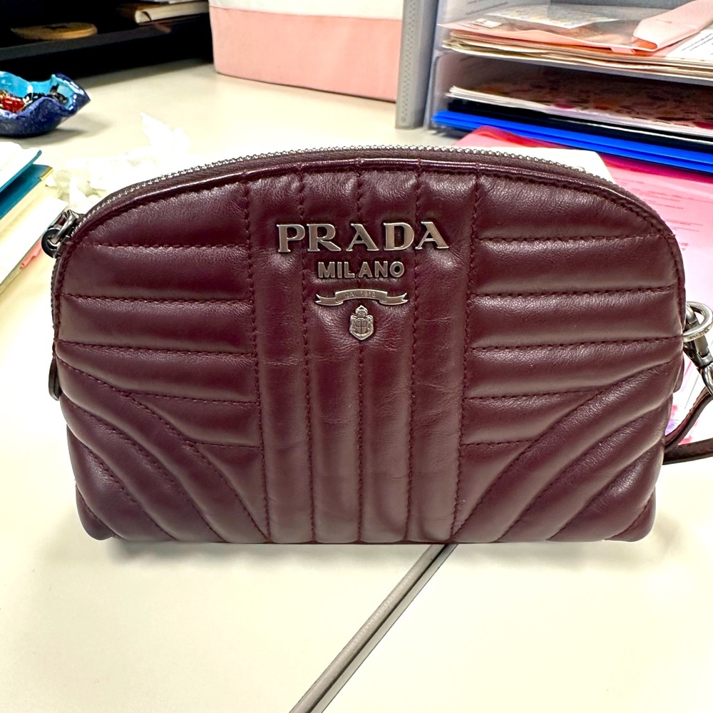 Prada Impunture Soft Calf Cosmetic Wristlet Case 👛💃🏼💕